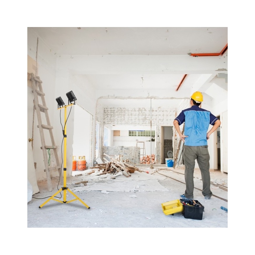 LED Reflektor állvánnyal TIGRA 2xLED/100W/230V 4000K IP54 fekete/sárga