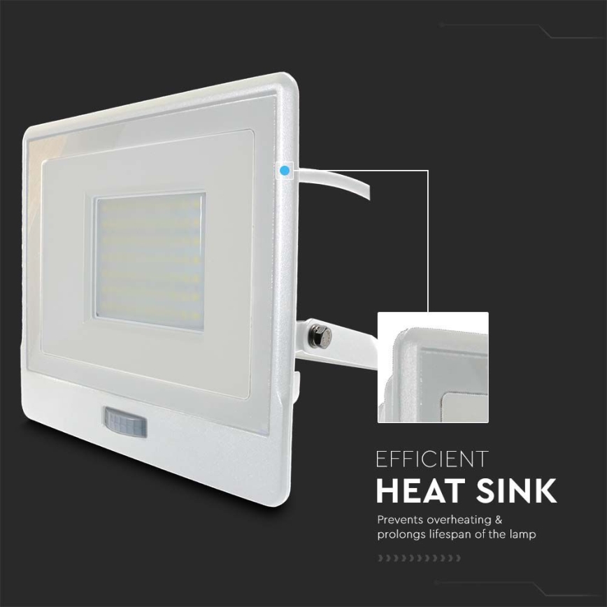 LED Reflektor érzékelővel LED/50W/230V 4000K IP65 fehér