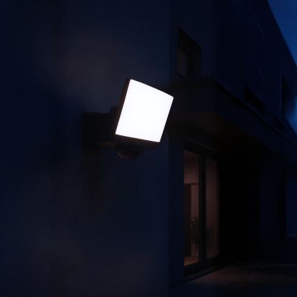 LED-reflektor mozgás- és alkonyatérzékelővel DAVOS LED/30W/230V IP54 fekete