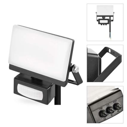 LED reflektor mozgás- és alkonyérzékelővel TAMBO EVO LED/20W/230V 4000K IP44 fekete