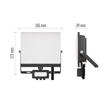 LED reflektor mozgás- és alkonyérzékelővel TAMBO EVO LED/30W/230V 4000K IP44 fekete