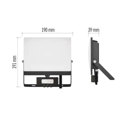LED reflektor mozgás- és alkonyérzékelővel TAMBO EVO LED/50W/230V 4000K IP44 fekete
