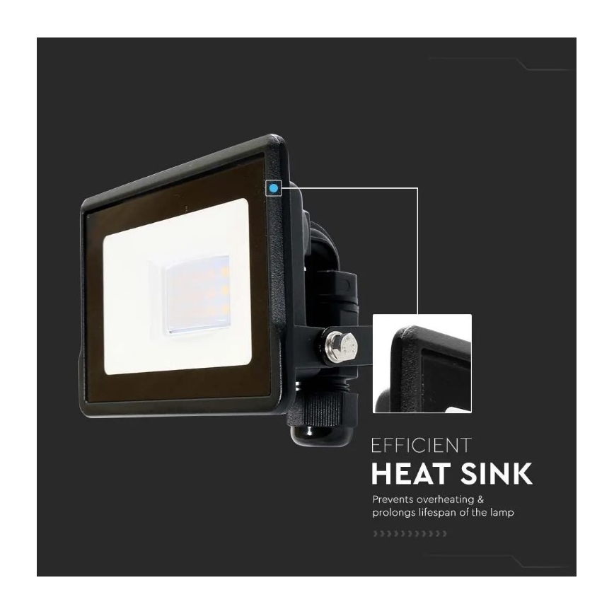 LED reflektor közvetlen csatlakozással SAMSUNG CHIP LED/10W/230V IP65 6500K fekete