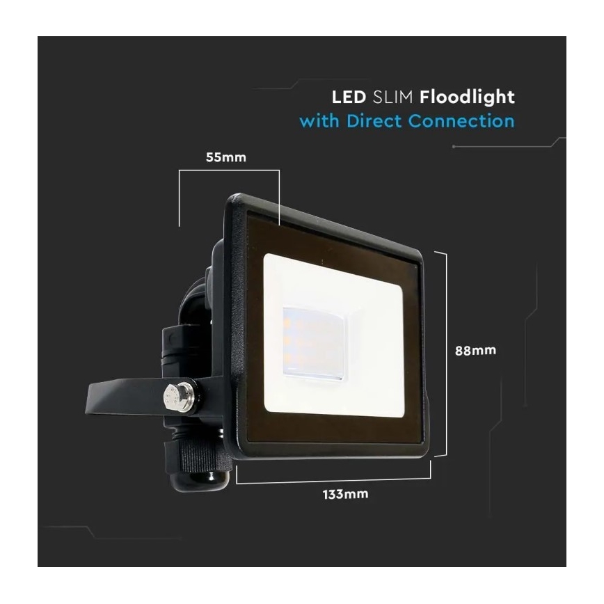 LED reflektor közvetlen csatlakozással SAMSUNG CHIP LED/10W/230V IP65 6500K fekete