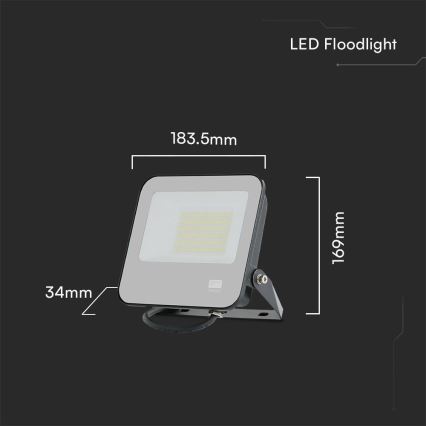LED Reflektor SAMSUNG CHIP LED/50W/230V 4000K IP65 fekete