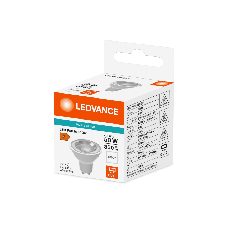 LED reflektoros izzó PAR16 GU10/4,5W/230V 4000K 36° - Ledvance