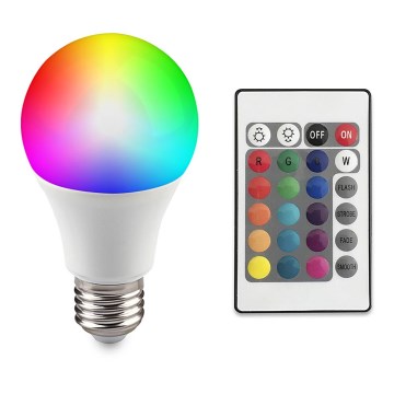 LED RGB állítható fényerejű izzó E27/8,5W/230V 2700K