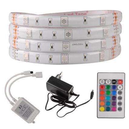 LED RGB állítható fényerejű kültéri szalag 5m LED/14W/12V IP65 + távirányító