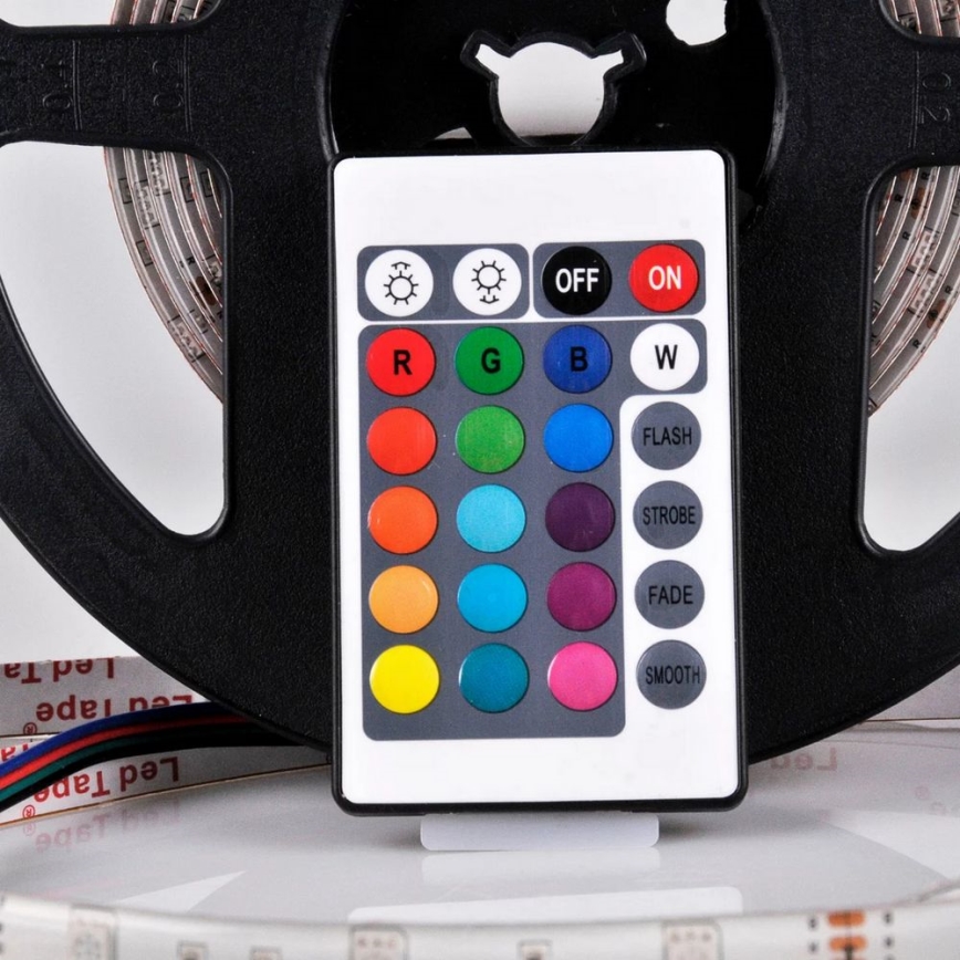 LED RGB Dimmeres szalag 5m LED/18W/12V IP20 + távirányító