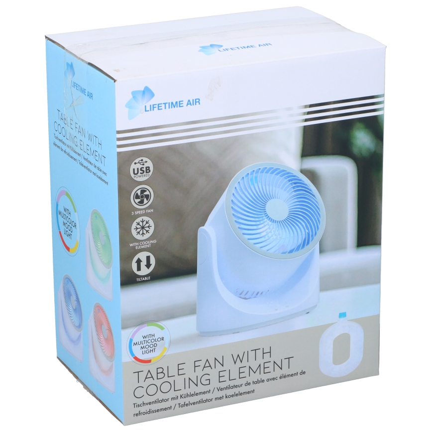 LED RGB asztali ventilátor ködhatással, 5V
