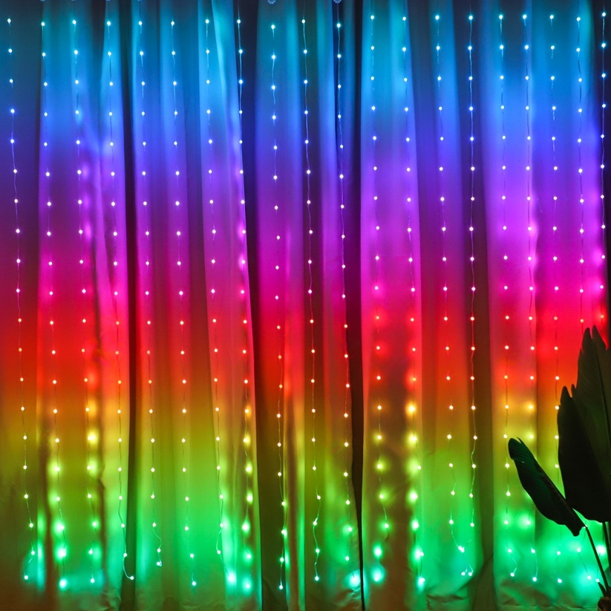 LED RGB Dimmelhető  függöny WIZARD 400xLED/USB 2x2m + távirányító