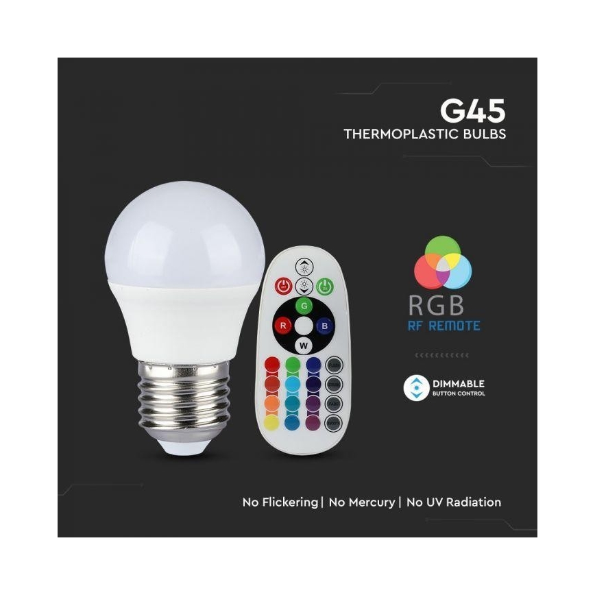 LED RGB Dimmelhető izzó E27/3,5W/230V 4000K + távirányító