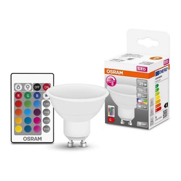 LED RGB Dimmerelhető izzó GU10/4,2W/230V 2700K + távirányító - Osram
