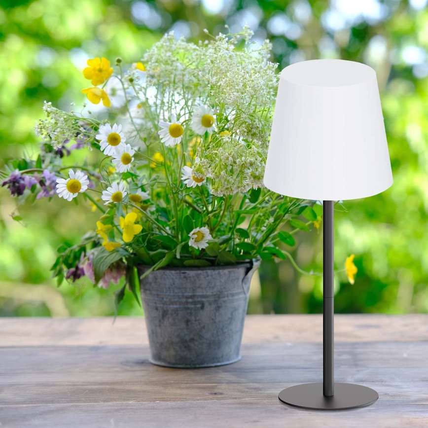 RGBW LED fényerőszabályozható érintésvezérlésű kültéri asztali lámpa LUCIA LED/2W/5V 1800/2700/6500K 3600 mAh IP44 fekete