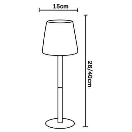 RGBW LED fényerőszabályozható érintésvezérlésű kültéri asztali lámpa LUCIA LED/2W/5V 1800/2700/6500K 3600 mAh IP44 fekete