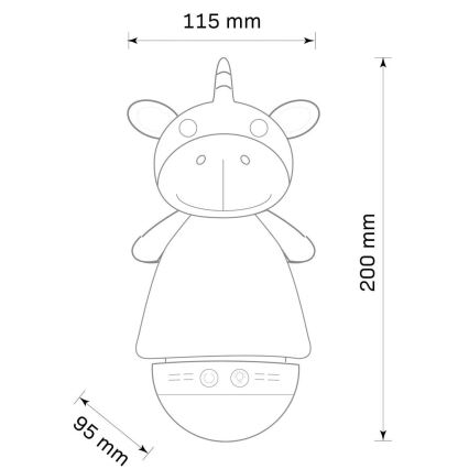 LED RGB Gyermek éjszakai lámpa dallammal 3xAAA/5V unikornis