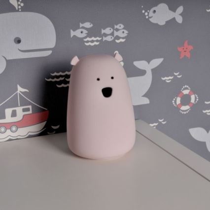 LED RGB Gyerek érintős lámpa MEDVE LED/0,8W/5V rózsaszín + USB