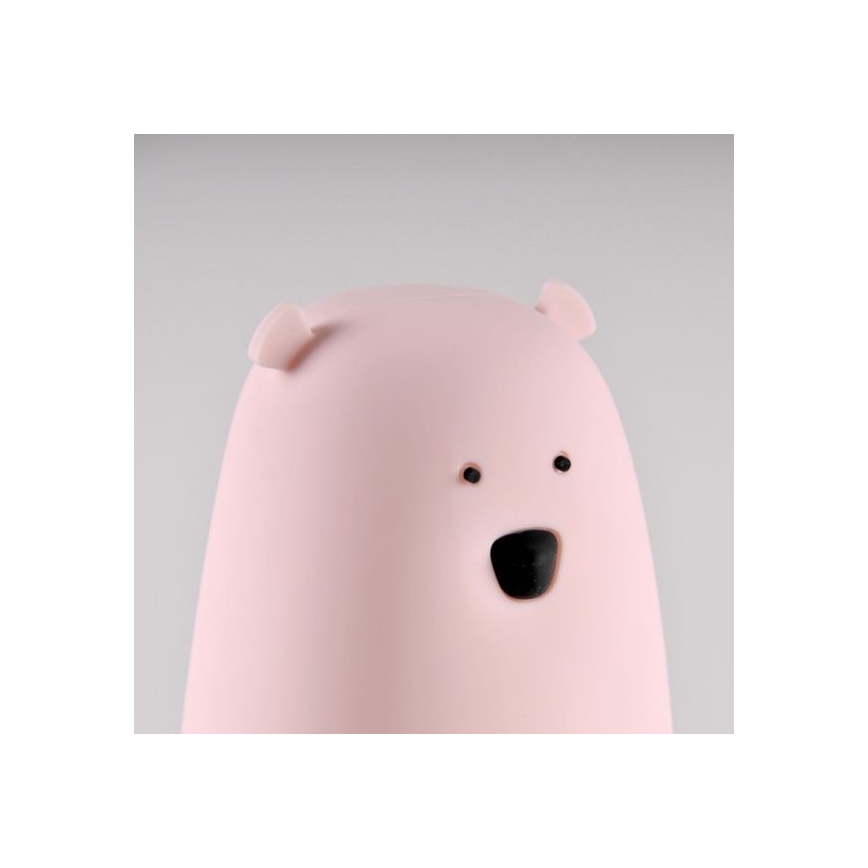 LED RGB Gyerek érintős lámpa MEDVE LED/0,8W/5V rózsaszín + USB