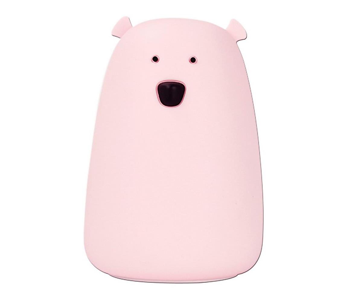 LED RGB gyermek érintőképernyős lámpa BEAR LED / 0,8W / 5V rózsaszín + USB