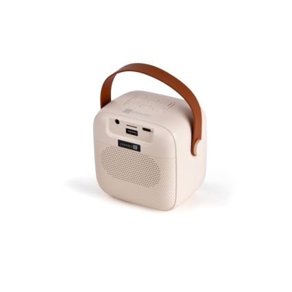 CONNECT IT CSP-1010-BG - LED RGB hangszóró, 2 vezeték nélküli mikrofonnal, 5W/1200 mAh + 2x 400 mAh, krémszínű/arany