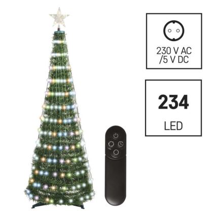 LED RGB Karácsonyfa fénylánccal 234xLED/16 mód 1,5m + távirányító