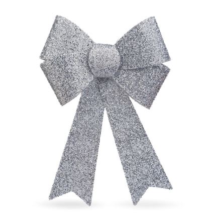 LED RGB karácsonyi dekoráció 11xLED/3xLR44 40x30 cm ezüst masni