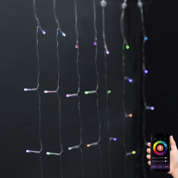 LED RGB karácsonyi fényfüggöny, 180 LED, 7 funkcióval, 6 m, IP65, Wi‑Fi, Tuya