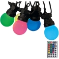 LED RGB Kültéri lánc STRING 13 m 15xLED/0,5W/230V IP44 + távirányítás
