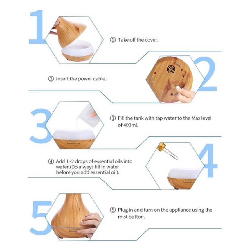 LED RGB légnedvesítő és ionizátor 400 ml