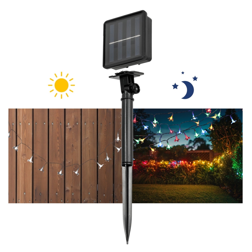 LED RGB napelemes fényfüzér 50xLED/0,12W/1,2V 1xAA IP44 600 mAh