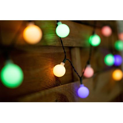 LED RGB Napelemes fényfüzér PARTY 30xLED/1,2V 400 mAh 3,9 m IP44