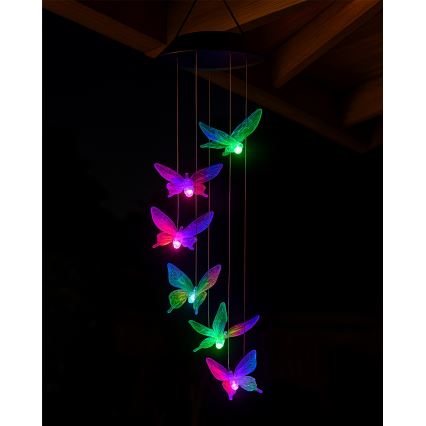 LED RGB napelemes lámpa 6xLED/1,2V 300 mAh IP44 pillangó