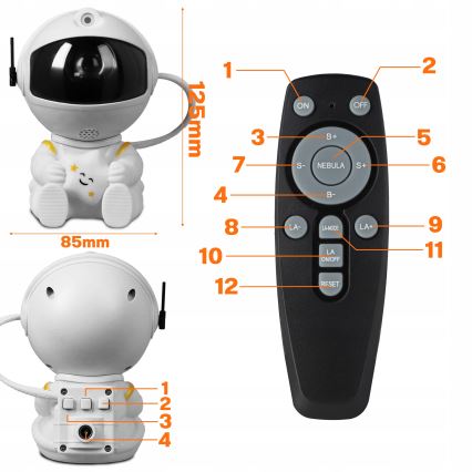 LED RGB projektor LED/5W/5V űrhajós + távirányító