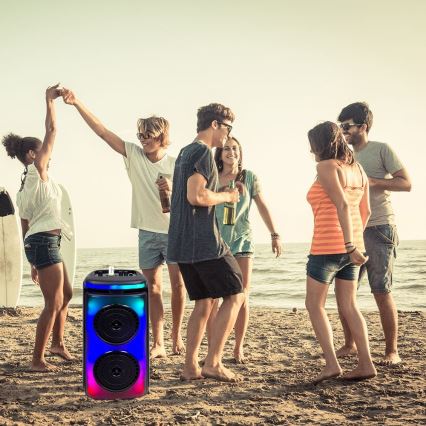 LED RGB Újratölthető hangszóró mikrofonnal 400W/2400 mAh + távirányítás