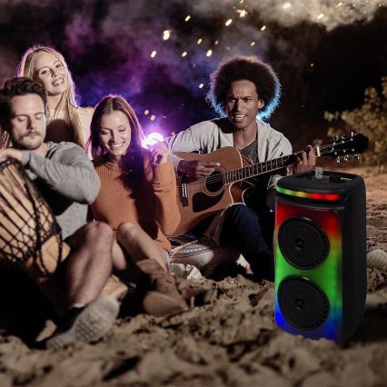 LED RGB Újratölthető hangszóró mikrofonnal 400W/2400 mAh + távirányítás