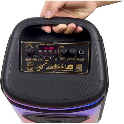 LED RGB Újratölthető hangszóró mikrofonnal 400W/2400 mAh + távirányítás