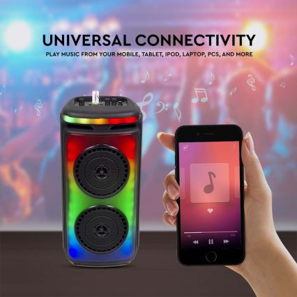 LED RGB Újratölthető hangszóró mikrofonnal 400W/2400 mAh + távirányítás