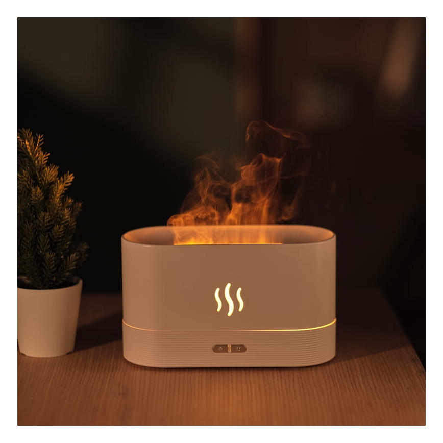 LED RGB ultrahangos aroma diffúzor és párásító világítással, 180 ml, fehér