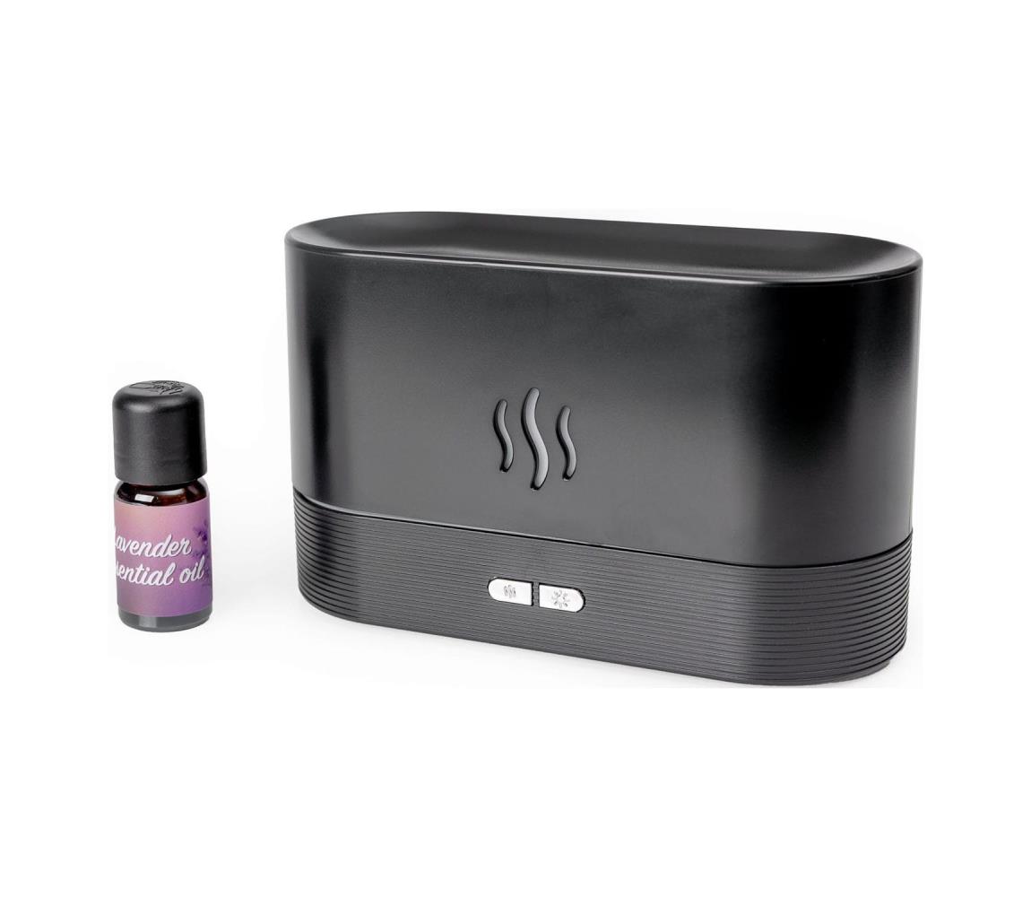 LED RGB ultrahangos aroma diffúzor és párásító, 180 ml, fekete, világítással PADYMF701B