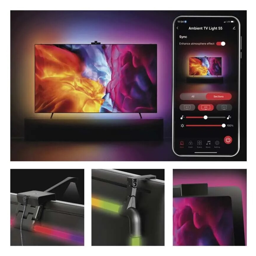 LED RGBIC Dimmelhető szalag TV-hez GoSmart LED/24W/230V 55“