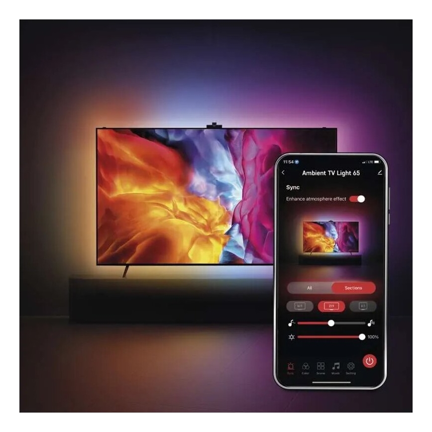 LED RGBIC Szalag TV-hez GoSmart LED/24W/230V 65“