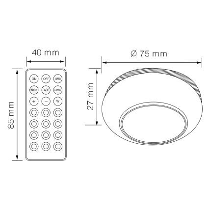 LED RGBW Dimmeres bútorvilágítás LED/0,5W/4,5V 3xAAA fehér + távirányító