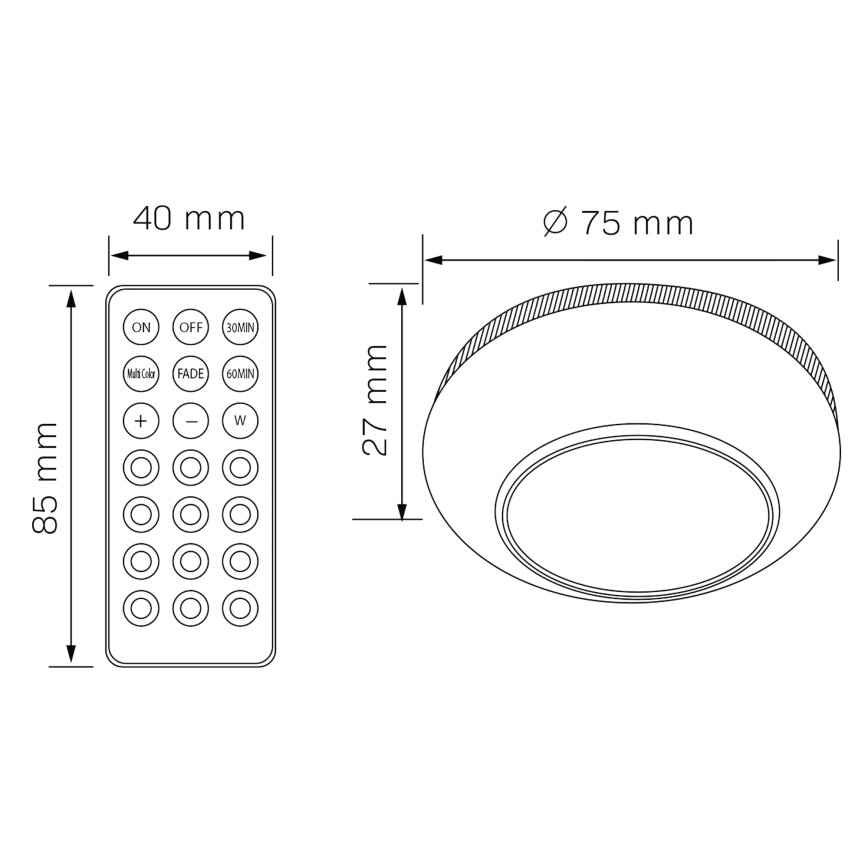 LED RGBW Dimmeres bútorvilágítás LED/0,5W/4,5V 3xAAA fehér + távirányító