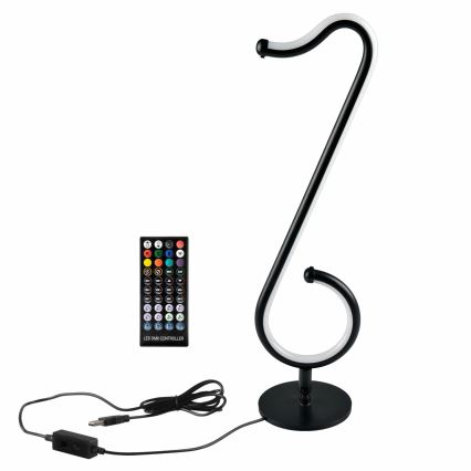 LED RGBW Dimmelhető asztali lámpa NUTKA LED/15W/5V fekete + távirányítás