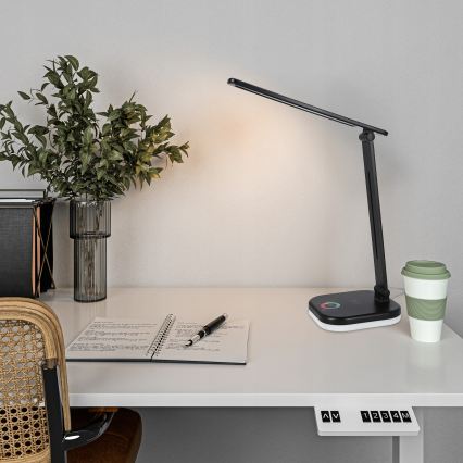 LED RGBW dimmelhető asztali lámpa vezeték nélküli töltéssel LED/7W/5V USB fekete