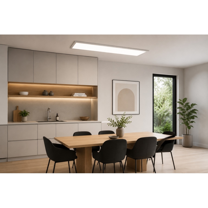 LED RGBW fényerőszabályozható felületre szerelhető panel LED/13,5W/230V 3000-6500K 29,5x59,5 cm ezüstszínű + távirányítóval