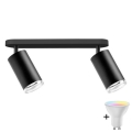 LED RGBW dimmelhető fürdőszobai spotlámpa TURYN 2xGU10/6,5W/230V 2700-6500K Wi-Fi IP44 fekete