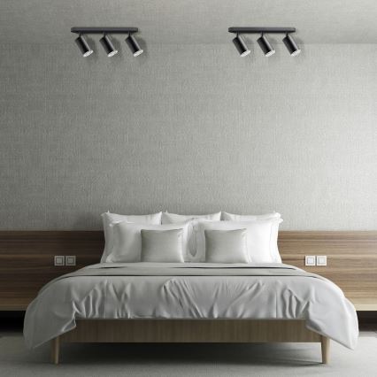LED RGBW Fényerőszabályozható fürdőszobai spotlámpa TURYN 3xGU10/4,8W/230V 3000K IP44 fekete + távirányító