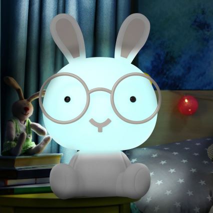 LED RGBW állítható fényerejű gyerek éjjeli lámpa LED/2,5W/230V fehér nyuszi