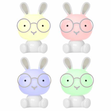 LED RGBW állítható fényerejű gyerek éjjeli lámpa LED/2,5W/230V fehér nyuszi